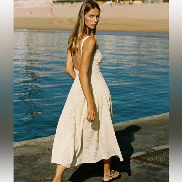 Zara Cream Backless Dress - Picture 2 of 11
